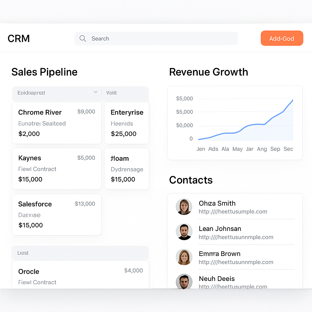 SPB Product Marketing CRM dashboard showing sales pipeline, revenue charts, and contact records